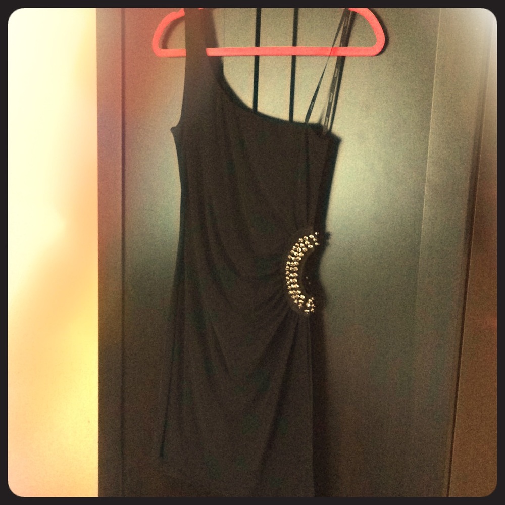 NWOT-Black rhinestone cutout mini dress💋